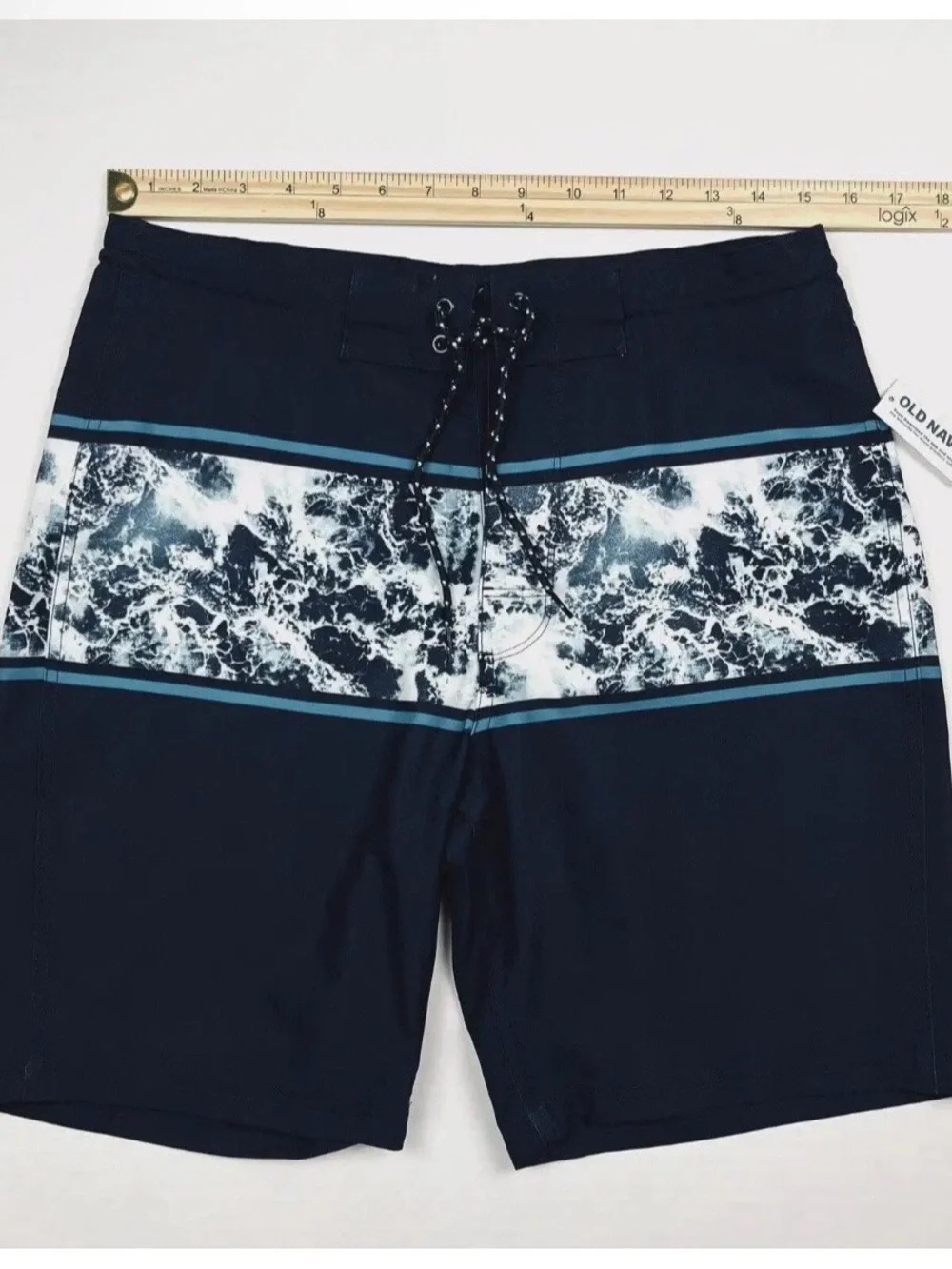 Old Navy Board Shorts Men’s Size 30 Blue White Beach Surf Swim Trunks UPF NWT